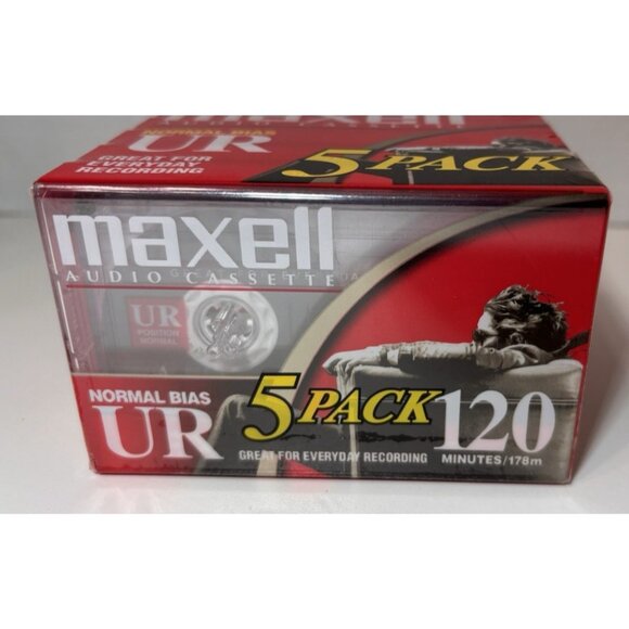 NEW Maxell UR 120 minutes Blank Audio Cassette Tapes Normal Bias 5-Pack - Picture 1 of 4